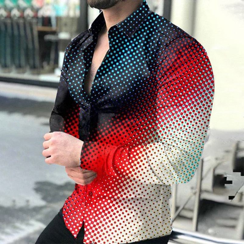 Voguable Men 2022 Spring New Skull Print Shirt Men Fashion Trend Personality Casual Rhinestones Slim Long Sleeve Dress Shirt Men voguable