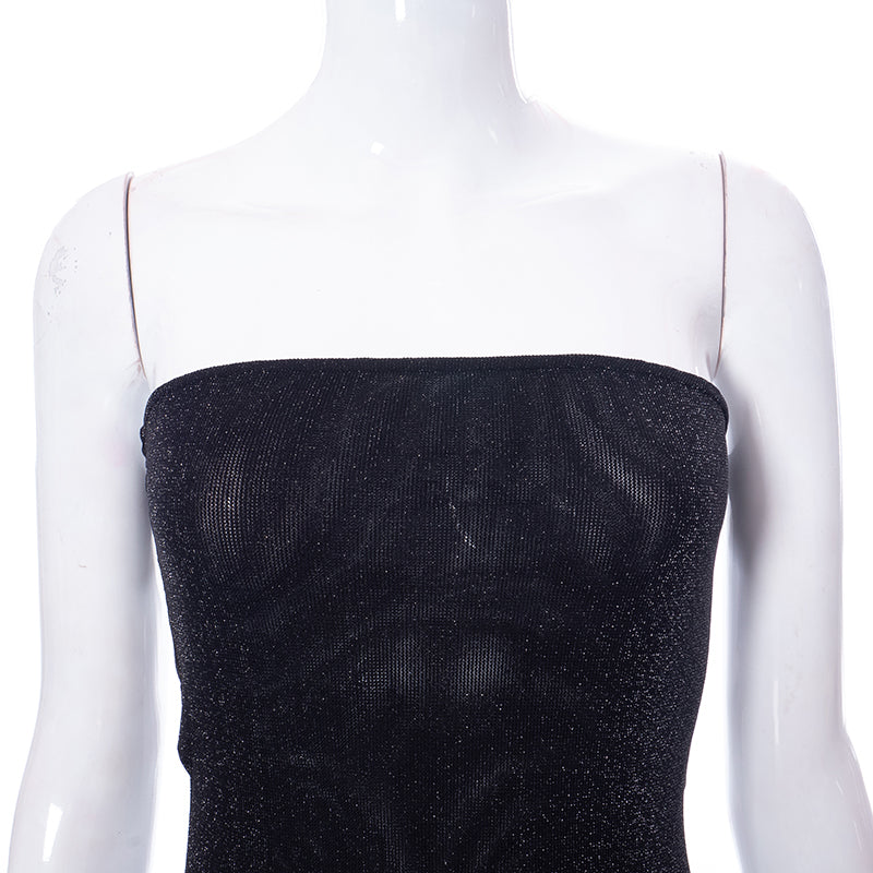 Voguable  Mesh Off Shoulder Black Sleeveless Patchwork See Through Sexy Midi Dress 2022 Summer Bodycon Holiday Party Outfits Y2K voguable