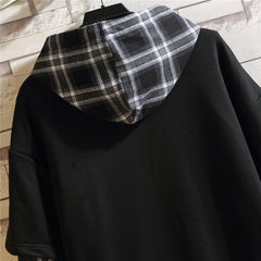Voguable 2022 Autumn Spring Black Patchwork Hoodies MEN'S Sweatshirts Hiphop Punk Streetwear Casual Pullover voguable