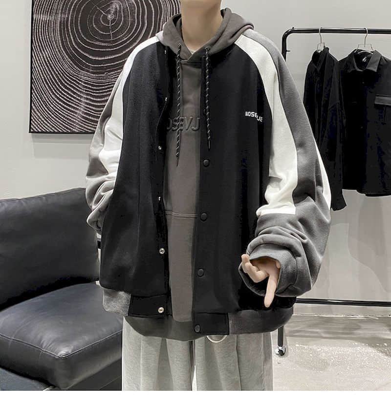 Voguable Baseball uniform men's winter thick casual jacket Korean style trendy handsome jacket  Hong Kong style plus fleece top cool voguable