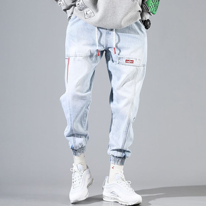 Voguable Hip Hop Streetwear Harem Jeans Pants Men Loose Joggers Denim Casual Sweatpants Korea Ankle length Trousers voguable