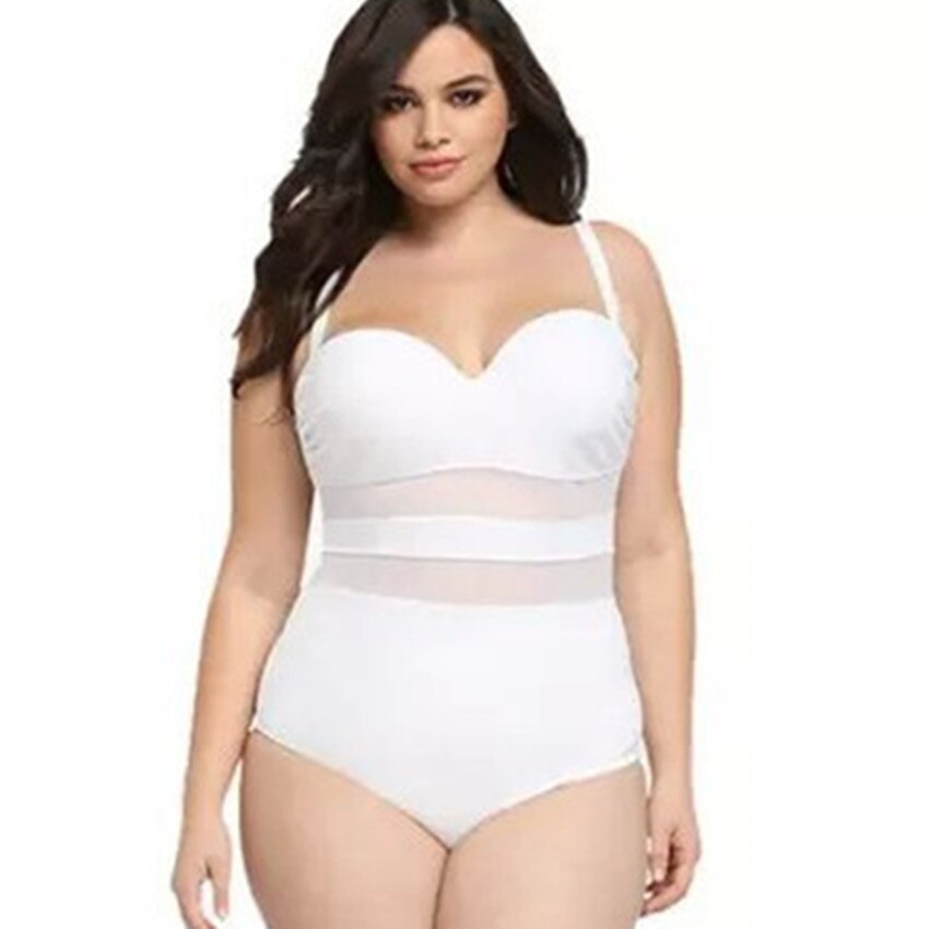 fatkini 2022 Hot Plus size Mesh Swimwear Women Push Up One Piece Swimsuit High Waist Bathing Suit Full Body Beach Wear H148 voguable