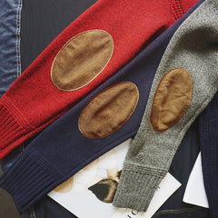 Voguable Vintage Knitted Sweater Men Red Blue Grandpa Sweater Male Winter Retro Clothes Patchwork Japanese Streetwear Warm Autumn voguable