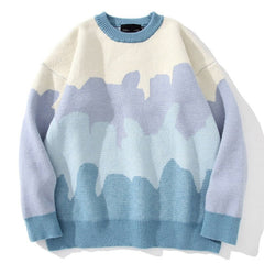 Voguable 2022 streetwear men oversized Harajuku sweater punk hip hop pullover gradient striped color knitwear vintage ugly sweater women voguable