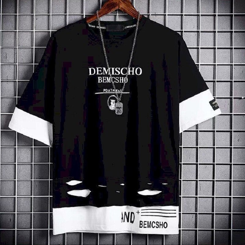 Voguable Round Neck Thin T-shirt Men's Long-sleeved Suit Tide Brand Young Students Male Trend Spring Fall Punk Clothes 2021 New Harajuku voguable