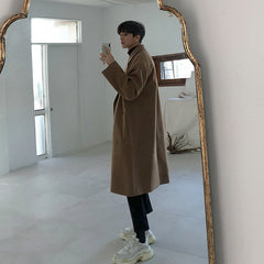 Autumn Winter Medium Length Coat Thickened Fashionable Woolen Coat Korean Loose Casual Double Breasted Clothes 9Y4774 voguable