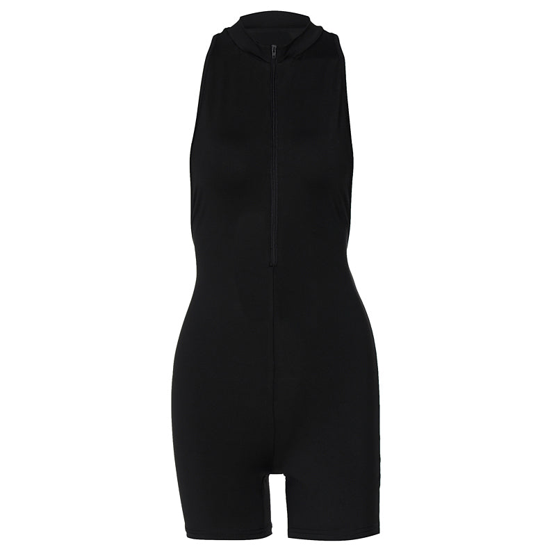 Voguable  2022 Sleeveless Zipper Backless Sexy Playsuit Summer Women Fashion Streetwear Outfits Romper Stretchy Body voguable