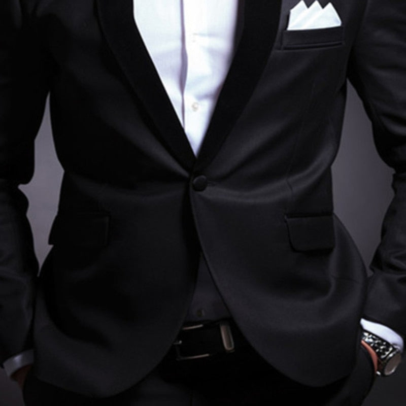 Voguable Black Wedding Tuxedo for Groom 2 Piece Slim Fit Men Suits Set Shawl Lapel Custom Prom Business Boyfriend Jacket with Pants 2022 voguable
