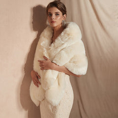 Wedding Bolero Winter Bridal Shrug Faux Fur Shawls Women Wraps Jacket Party Coat Shawl White Cape Faux Fur Coat Fur Robe voguable