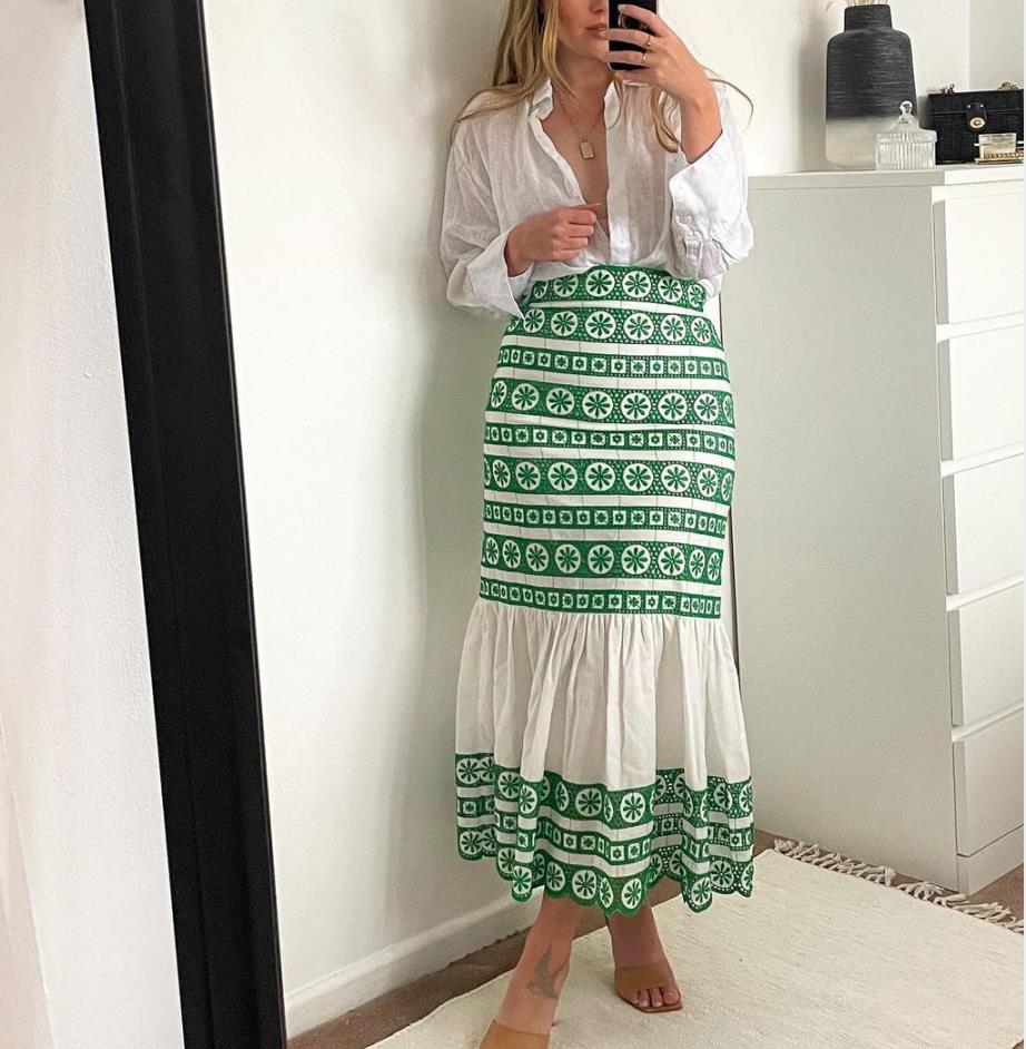 Voguable  Summer Bohemian Skirts Autumn New Sexy Women's Beachwear Cover-Ups Skirts Fashion Ladies Floral Printing High Waist Long Skirt voguable