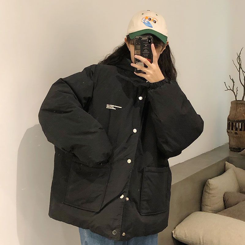 Voguable Two-sided cotton-padded jacket 2021 women winter clothing oversize Hong Kong style Korean simple bread clothes keep warm coats voguable