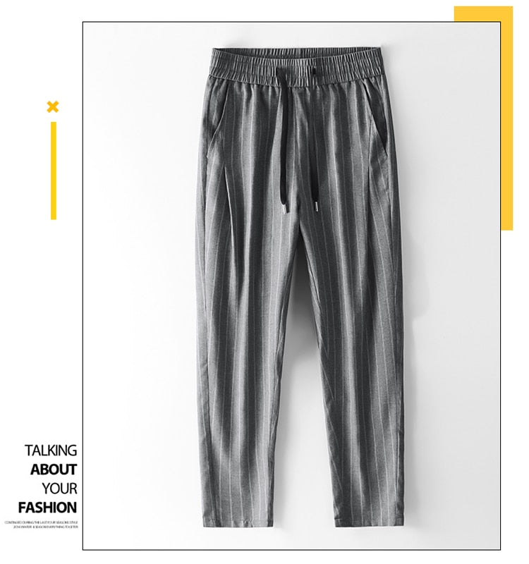 Voguable Korean Striped Harem Pants Men's 2021 Streetwear Man Casual Loose Japanese Men Black Gray Retro Plaid Harajuku Punk Pants voguable