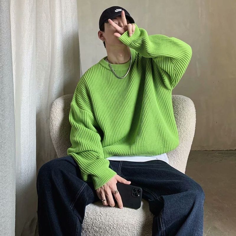 Voguable Y2K O-neck sweater for men women 2021 new autumn winter casual base jerseys oversize fashion lightweight Korean hip hop sweater voguable