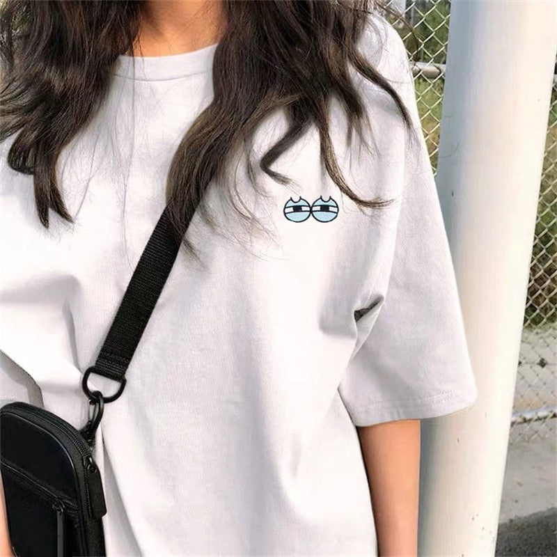 Voguable  BF Style Women T Shirt Short Sleeve O-neck Female Tops Tees Embroidery Solid Color Casual Loose Summer tshirt  New voguable
