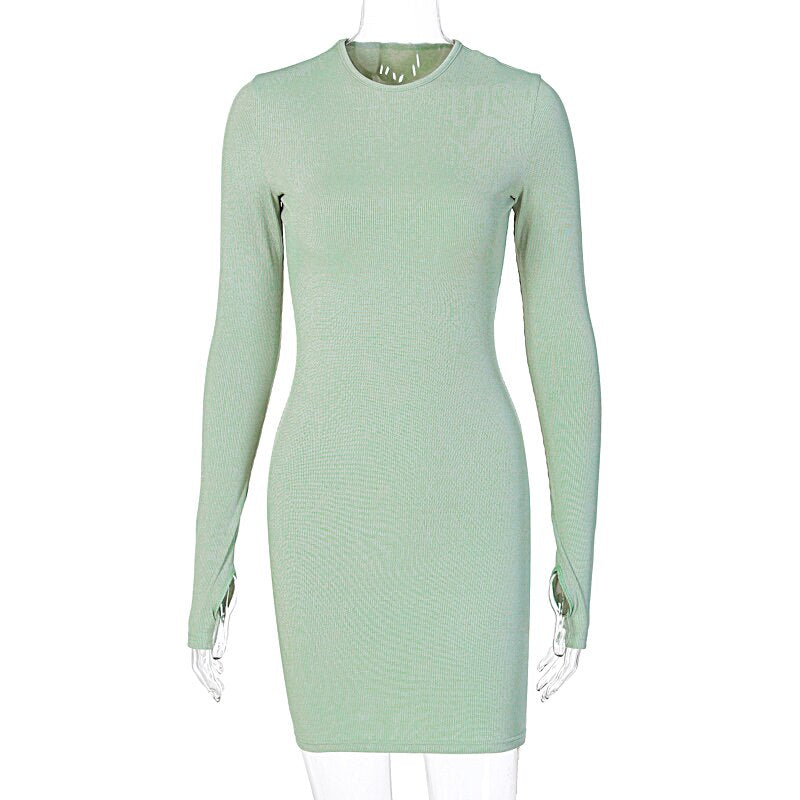 Voguable   2022 Long Sleeve Bodycon Sexy Mini Dress Autumn Winter Women Fashion Streetwear Outfits Party Club Wear voguable