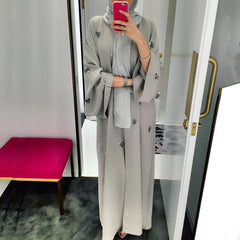 Voguable  Dubai Abaya Muslim Fashion Handmade Sequins Embroidered Cardigan Robe Marocain Turkish Islamic Kimono Ramadan Eid voguable