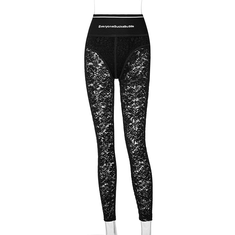 Voguable 2022 High Waist See-Through Zip Up Bodycon Pencil Pants Summer Women Fashion Streetwear Casual Trousers Club Y2K voguable