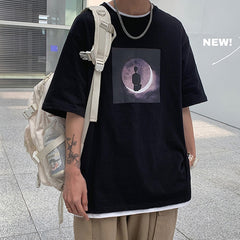 Voguable  Lonely Boy Graphic Men's Tshirt Short Sleeve T-shirt Fashion Casual Oversize T Shirt Cotton Male Korean Men's Clothing voguable