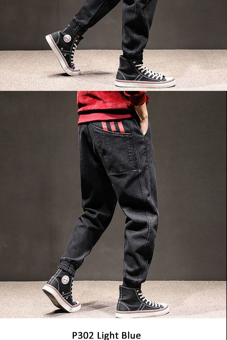 Voguable Hip Hop Streetwear Harem Jeans Pants Men Loose Joggers Denim Casual Sweatpants Korea Ankle length Trousers voguable