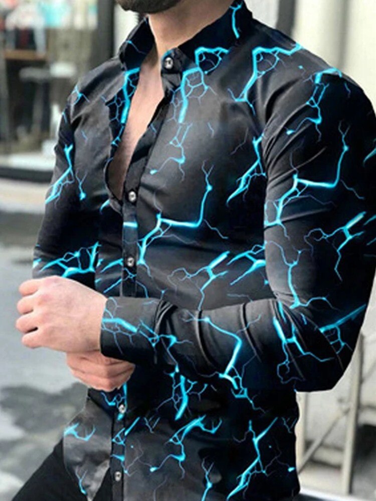 Voguable Men 2022 Spring New Skull Print Shirt Men Fashion Trend Personality Casual Rhinestones Slim Long Sleeve Dress Shirt Men voguable