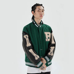 Voguable Hip Hop Furry Bone Patchwork Color Block Jackets Mens Harajuku Streetwear Bomber Jacket Men Baseball Coats Unisex Autumn voguable