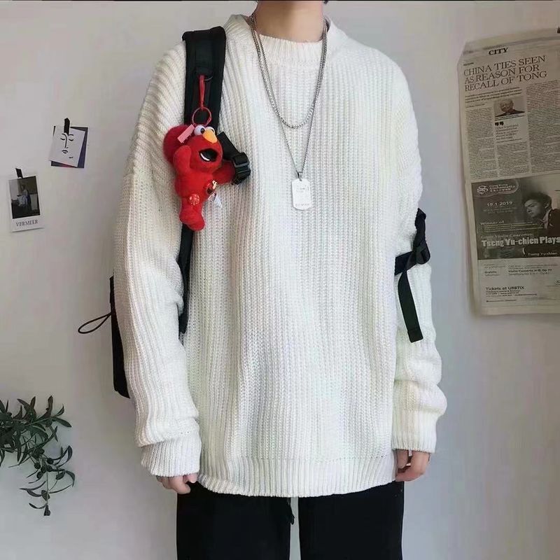 Voguable Y2K O-neck sweater for men women 2021 new autumn winter casual base jerseys oversize fashion lightweight Korean hip hop sweater voguable
