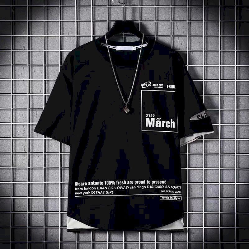 Voguable Round Neck Thin T-shirt Men's Long-sleeved Suit Tide Brand Young Students Male Trend Spring Fall Punk Clothes 2021 New Harajuku voguable