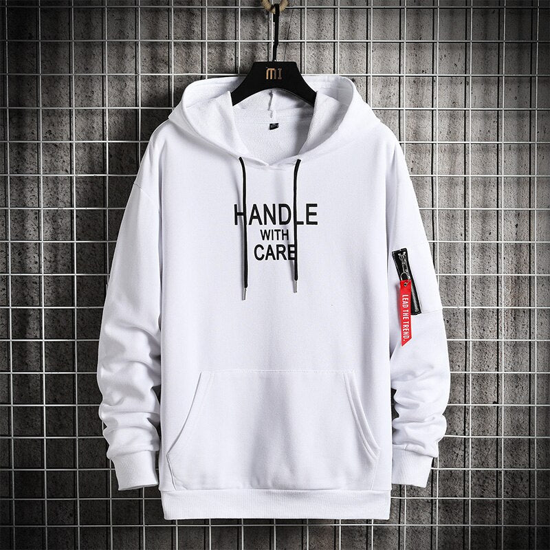 Men Hoodies Autumn Fleece Solid Oversized Sweatshirts Hip Hop Japanese Streetwear Harajuku Casual Black Hoodie Men voguable