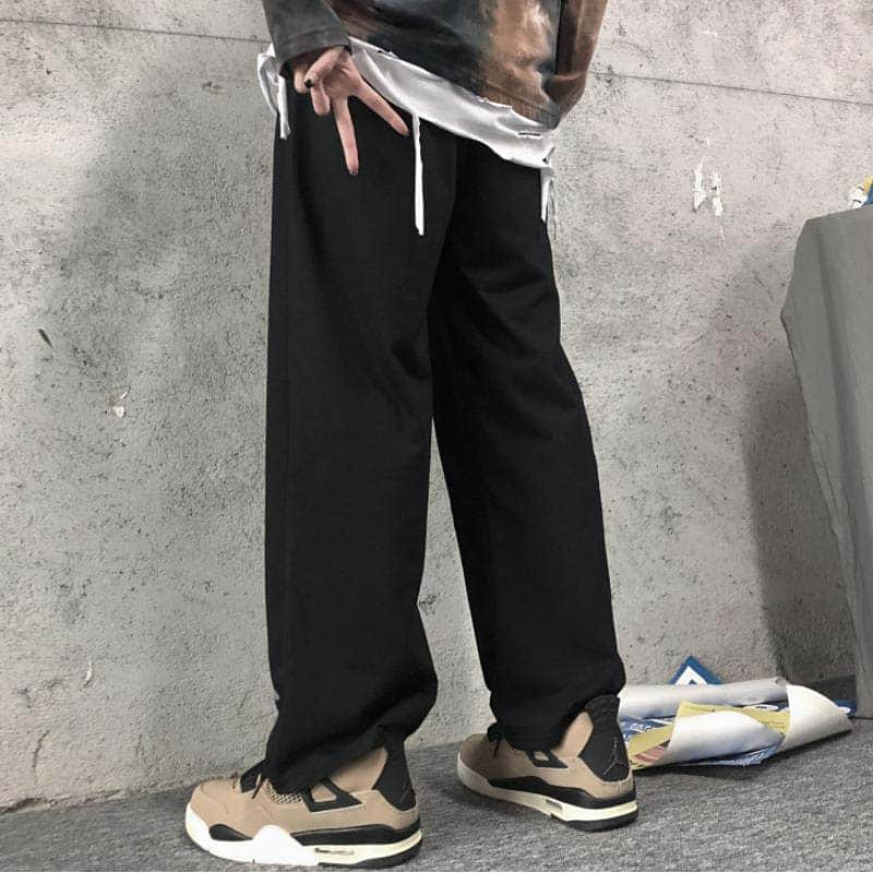 Voguable Casual gothic punk pants men clothes bottom Korean wild loose wide-leg elastic waist dark letter print sports trousers streetwea voguable