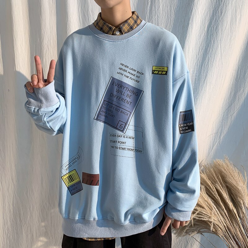 Voguable Fashion Brand Hoodies 2021 Blue White Black Classic Spring Autumn Hip Hop Loose Casual Men's Sweatshirts Punk Streetwear Clothes voguable