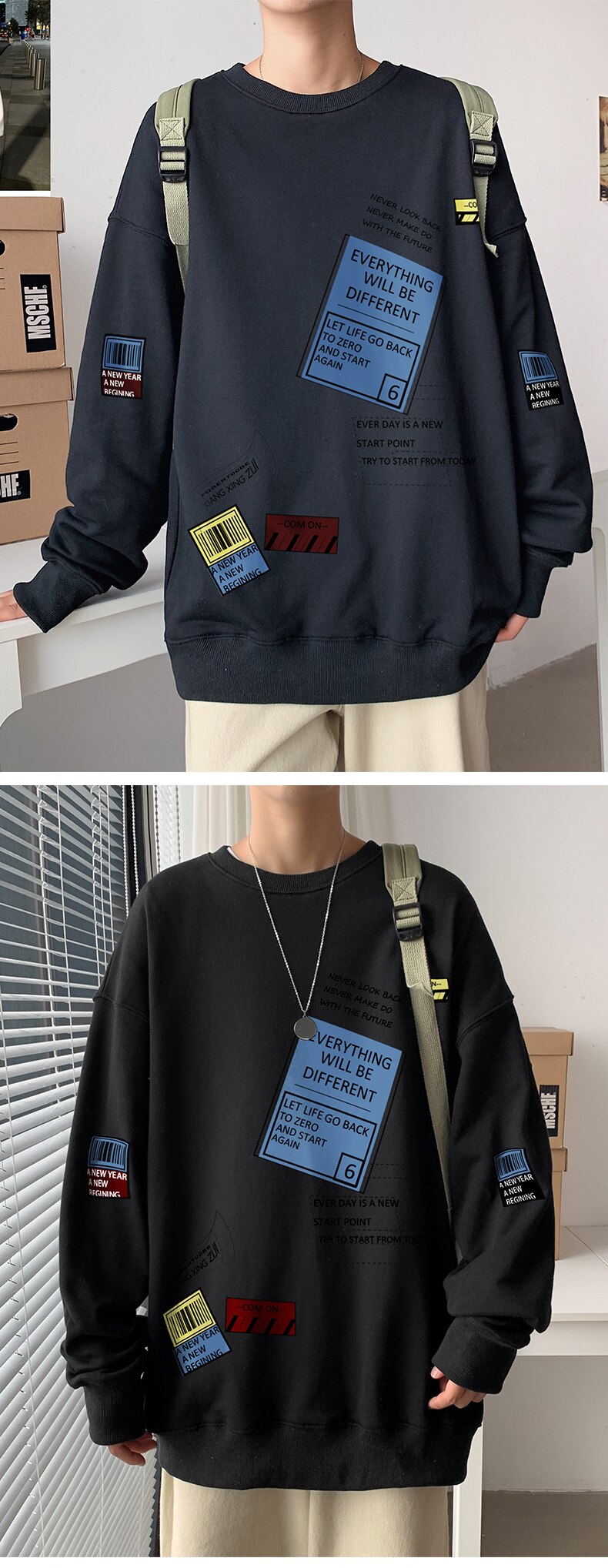 Voguable Fashion Brand Hoodies 2021 Blue White Black Classic Spring Autumn Hip Hop Loose Casual Men's Sweatshirts Punk Streetwear Clothes voguable