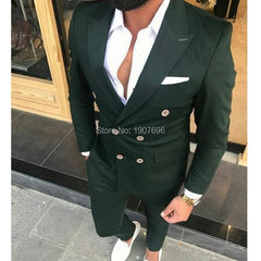 Voguable Slim Fit Double Breasted Men Suits for Wedding Prom 2 Piece Custom Groom Tuxedos Male Fashion Costumes Set Jacket with Pants voguable