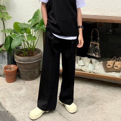 Wide Pants Men Harajuku Solid Color Black White Casual Pants Korean Fashion Streetwear Straight Trousers Techwear Clothes voguable