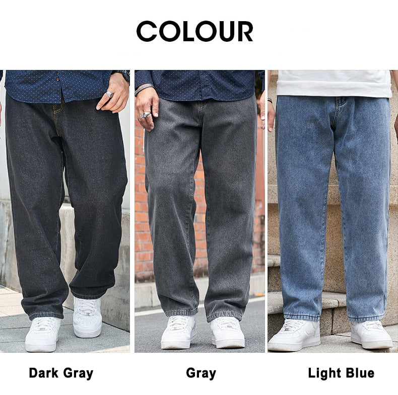 Voguable Baggy Pants Men Big Size Jeans Denim Loose Straight Long Trouser Man Style Street Outdoor Clothing 32-48 voguable