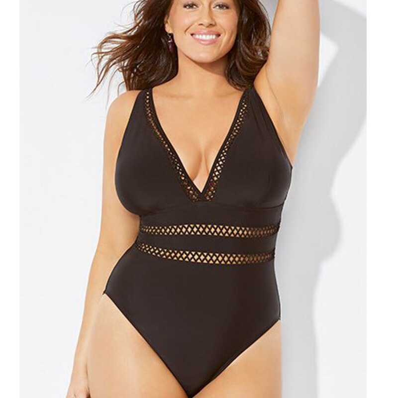 Plus Size Swimsuits for women Large Swimsuit Sexy 2022 Swimwear Push Up One Piece Beach Abdomen Reducer Swim Wear Black XXXL 8xl voguable