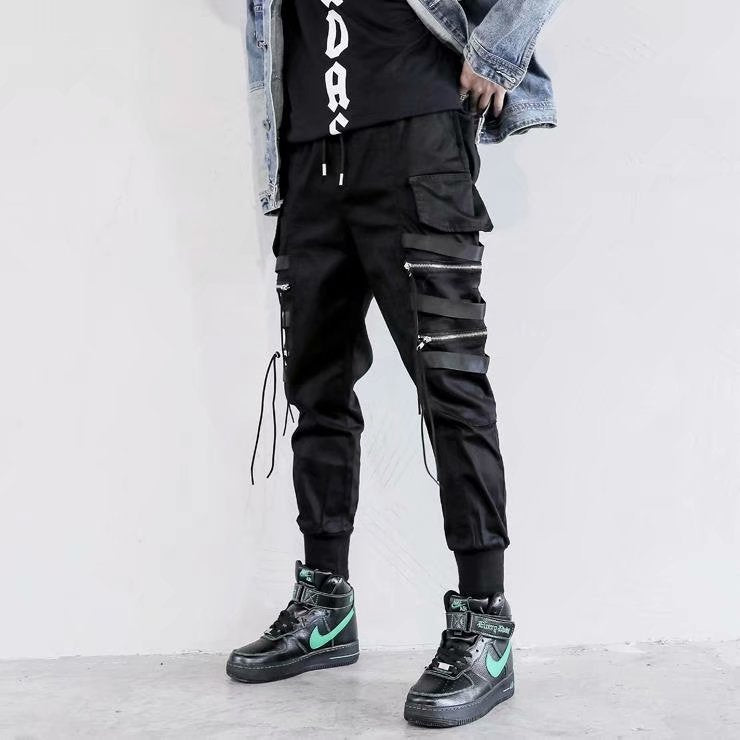 Voguable  Stylish Cargo Pants Men Ribbons Multi Pocket Jogger Male Clothing Oversize Gradient Harem Hip Hop Streetwear Sport Sweatpants voguable