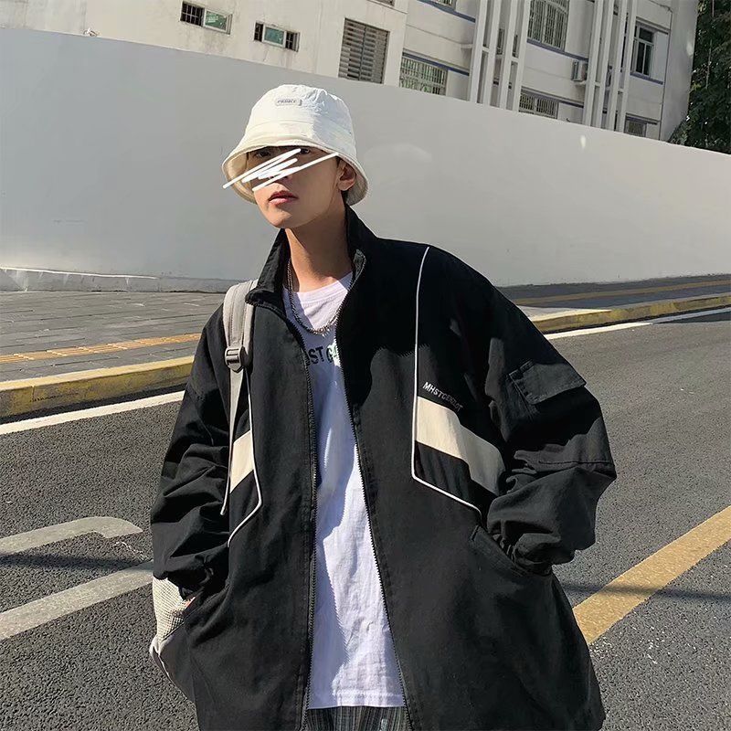 Voguable Spring Autumn Workwear Jacket Men's Casual All-match Trend Handsome Loose Trend Hong Kong Style Japan Harajuku Varsity Jacket voguable