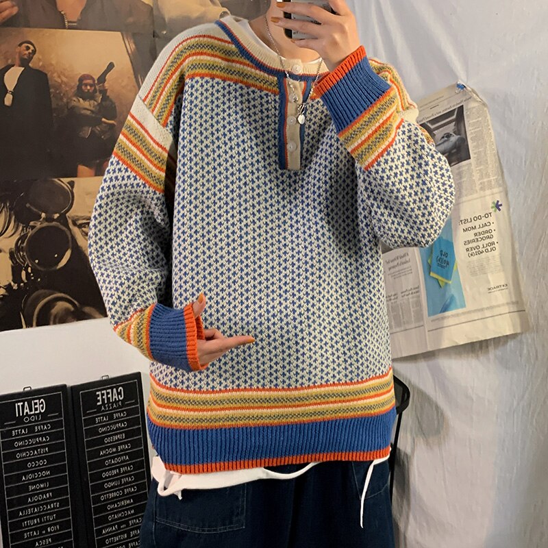 Voguable Fashion Harajuku O-NECK Sweater Men'S HIP HOP Streetwear Pull OverSized M-5XL 2022 Long Sleeves Pullover For Autumn Spring voguable
