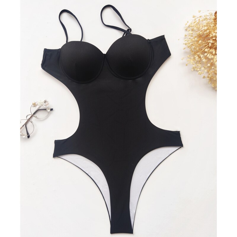 Voguable 2022 Backless one piece swimsuit Solid swimwear female Sexy monokini Push up bodysuit Underwired bathing suit biquini voguable