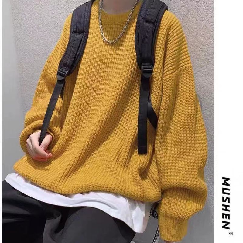 Voguable Y2K O-neck sweater for men women 2021 new autumn winter casual base jerseys oversize fashion lightweight Korean hip hop sweater voguable