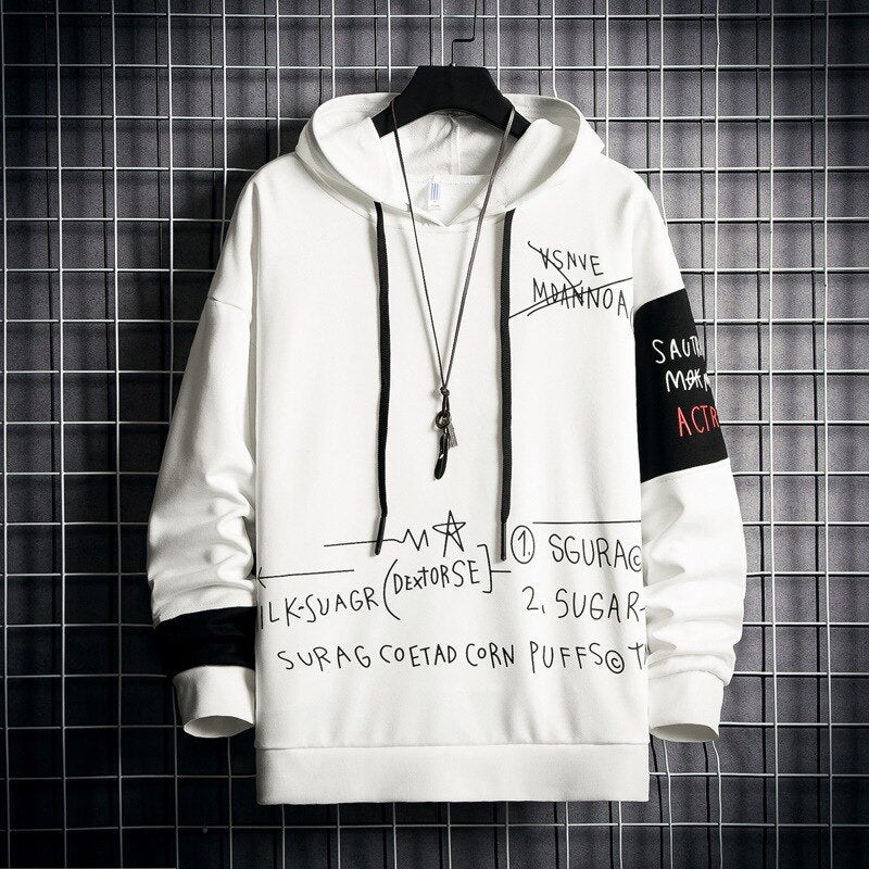 Voguable Oversized Hoodie White Crewneck Hooded Sweatshirt for Men Harajuku Hoodies Men Plus Velvet Autumn Korean Streetwear voguable