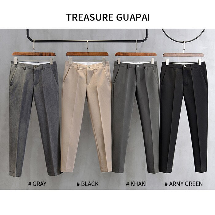 Voguable 2022 New Thin Casual Pants Korea Style Straight Slim Suit Bottoms 3 Colors Classic Fashion Business Leisure Solid Color Trousers voguable