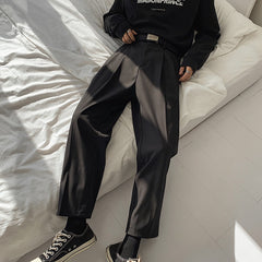 Voguable  2022 Men's Loose Leisure Grey Formal Suit Pants Business Design Cotton Western-style Trousers Male Black Casual Pants Size M-2XL voguable