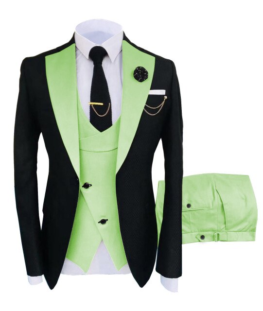 Voguable New Arrival Men Suits 2022 Slim Fit Business Suits Groom Wear Black Tuxedos for Formal Wedding Suit Jacket Pant Vest 3 Pieces voguable