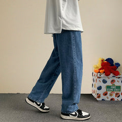 Voguable Korean Fashion Men Wide Leg Jeans 2021 Autumn New Streetwear Straight Baggy Denim Pants Male Brand Trousers voguable