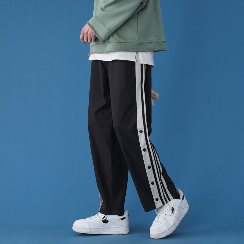 Voguable Fashion Streetwear Joggers Men Sweatpants Breasted Korean High Street Straight Trousers Plus Size Loose Couple Casual Pants voguable