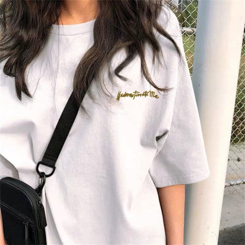 Voguable  BF Style Women T Shirt Short Sleeve O-neck Female Tops Tees Embroidery Solid Color Casual Loose Summer tshirt  New voguable