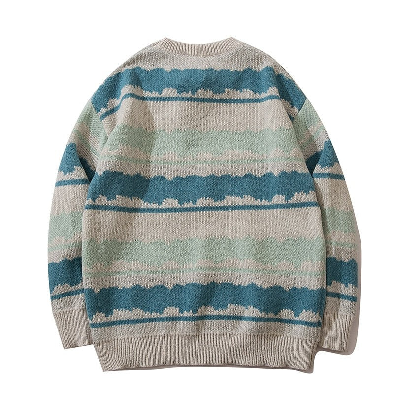 Voguable Harajuku vintage jumper striped ugly sweater streetwear pullover men oversized hip hop punk knitwear video grandpa sweater voguable