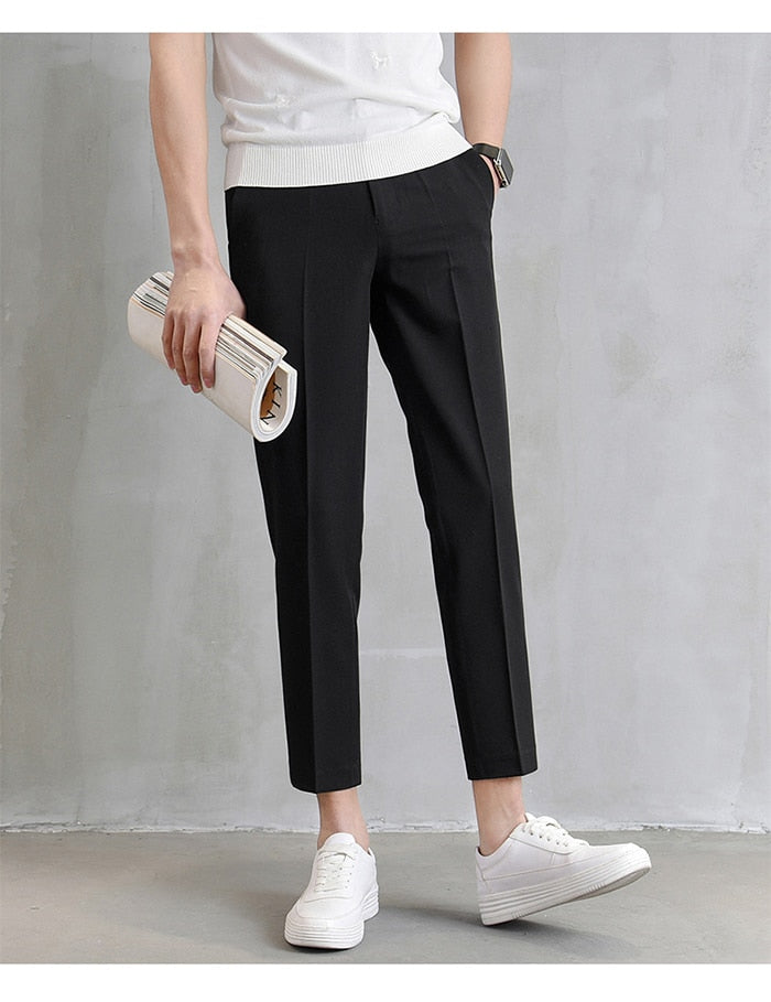 Voguable 2022 New Thin Casual Pants Korea Style Straight Slim Suit Bottoms 3 Colors Classic Fashion Business Leisure Solid Color Trousers voguable