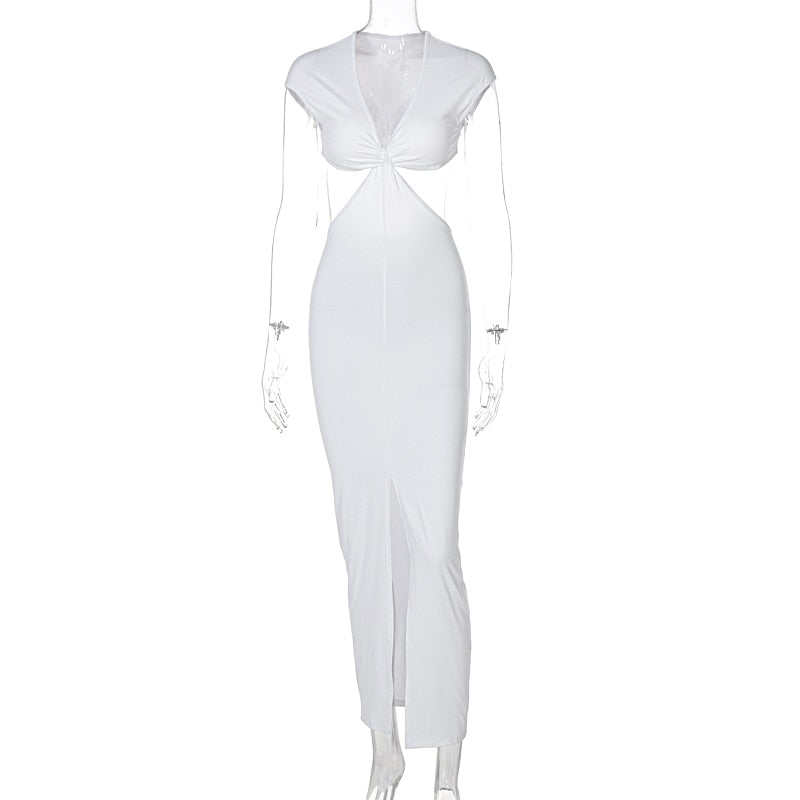 Voguable 202 Sleeveless Backless Hollow Up Sexy Long Dress Summer Women Fashion Streetwear Outfits Solid Club Clothing Y2K voguable